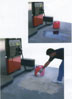 A powdered absorbent asphalt, concrete and side walk cleaner, by Joamaca Chemical Co